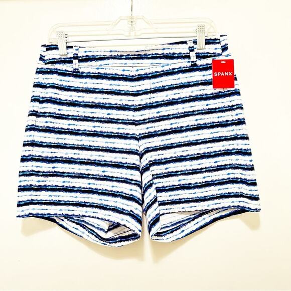 Spanx Sunshine Shorts, 6" Blue Painted Stripe Medium NWT‎ - Picture 8 of 10